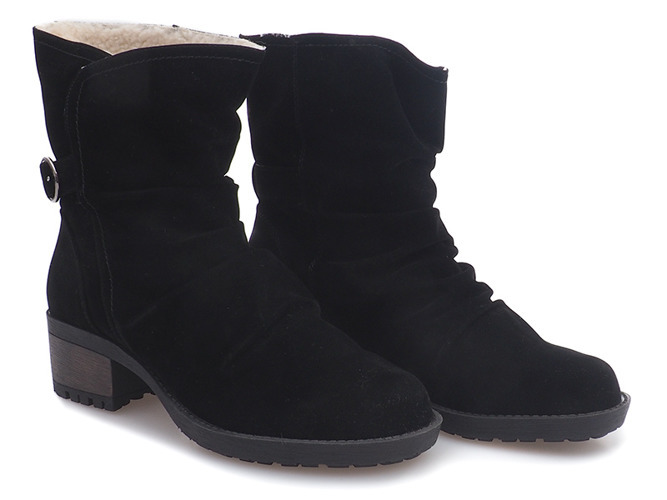 Чорні замшеві черевики з хутром 1226-PA
